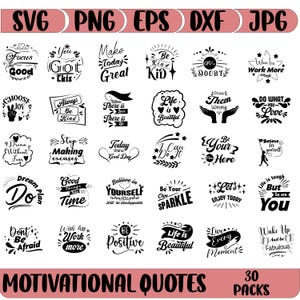 Motivational Quotes SVG Bundle: Inspirational Cricut & Silhouette Designs (Digital Download