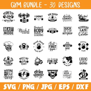 Gym Zitate SVG Bundle: Workout & Fitness Designs (digitaler Download