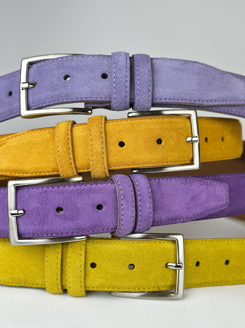 Purple fashion accessories - Handmade Vibrant Suede Leather Belt