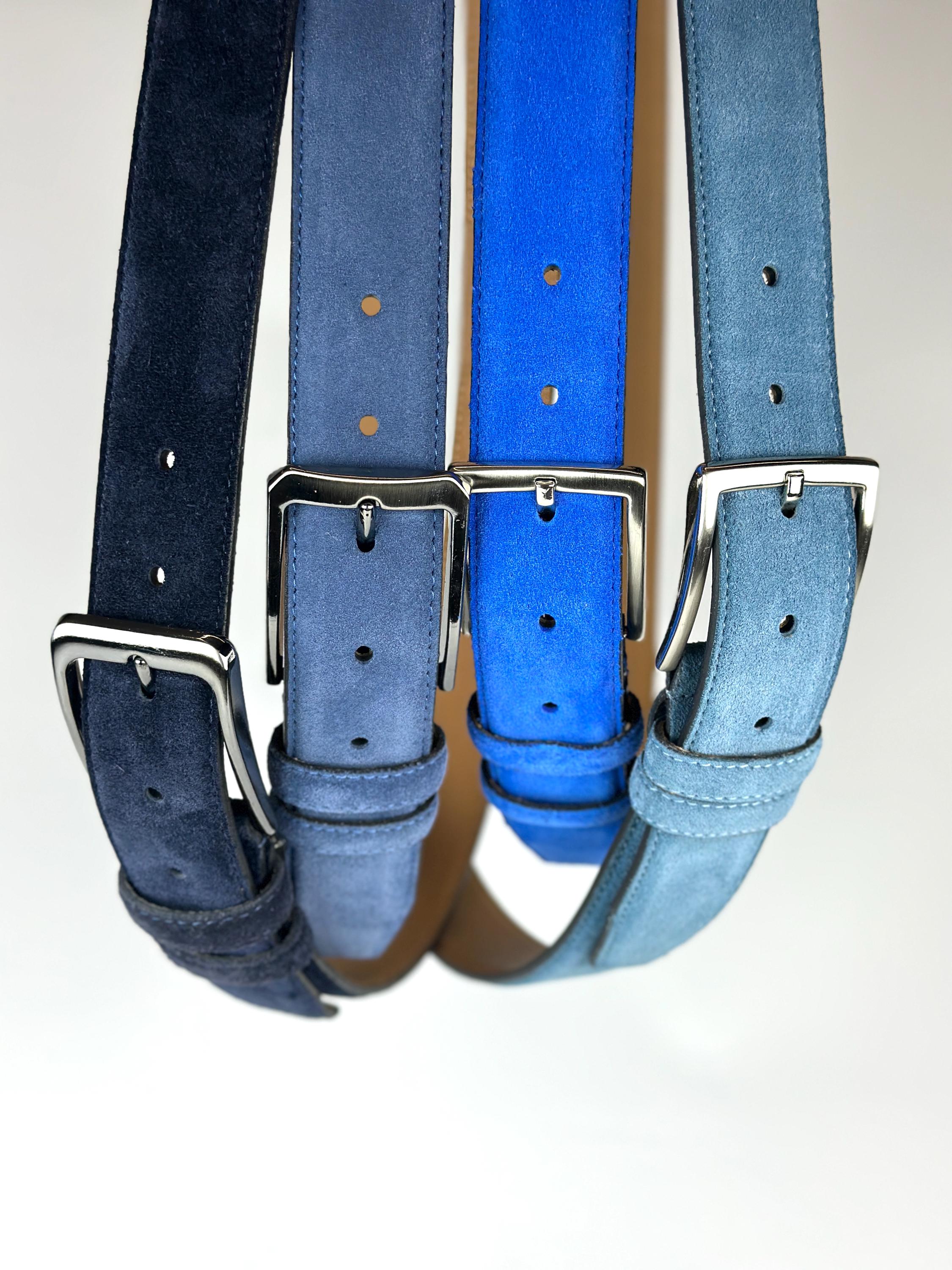 Soft Suede Leather Belt. Night Blue, Sky Blue, Royal & Indigo.  Colorful and Unique Gift for Him, Her and  Fashion Lovers