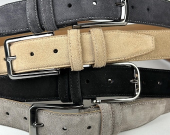 Handcrafted Unisex Suede Belt. 4 Neutral Colors with Black, Dark Beige, Smoke and Taupe. Perfect Gift for Him, Her and  Summer Lovers