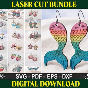 Ocean Vibes Earrings Svg Bundle Laser Cut, Ocean Life Earrings Svg Laser Cut, Earrings Glowforge Laser Cut, Summer Beach Jewelry Laser Cut