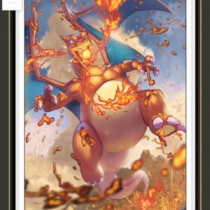 Pokemon2  ,handmade Multilayer 3D paper carving ,wall art, Anime gift , Comics, Anime Decor, charizard, Bulbasaur, Squirtle