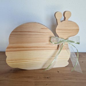 Snail with bow, decoration, wood, natural, wooden snail, snail, handmade