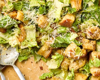 Classic Caesar Salad Recipe | Easy Homemade Caesar Dressing & Croutons | PDF Download