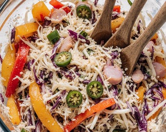 Rainbow Veggie Slaw Recipe | Healthy Coleslaw Printable | Easy Vegan Salad | Instant PDF Download