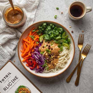 Cold Thai Peanut Noodle Salad Recipe | Refreshing Vegan Meal | Easy Summer Lunch | Instant Download PDF&quot;