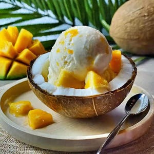Mango Coconut Ice Cream Recipe | No-Churn Vegan Dessert | Tropical Printable PDF | Instant Download