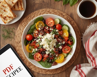 Greek Salad Recipe | Fresh Mediterranean Salad with Feta & Olives | PDF Download