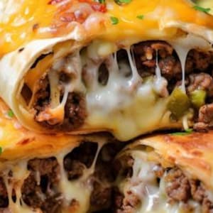 Cheesy Beef Burrito Recipe | Loaded Ground Beef & Cheese Wrap | Comfort Food Dinner Idea | PDF Download