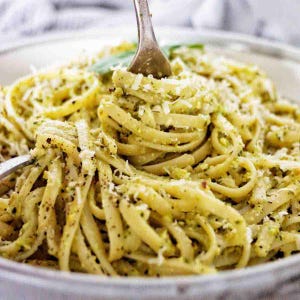 Pesto Linguine Recipe | Easy Basil Pasta with Parmesan | Printable PDF Download