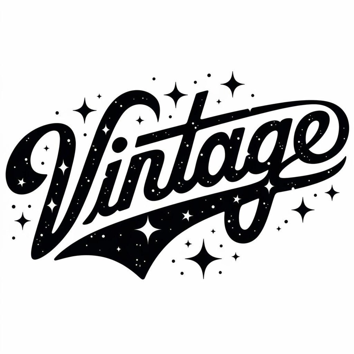 4 Vintage Text Logos With Stars, Transparent Background PNG, High ...