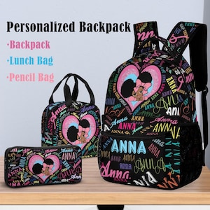 Sac à dos personnalisé avec nom pour fille, Sac à lunch afro-noir personnalisé, Trousse avec nom personnalisé, Le cadeau de rentrée le plus enviable, Les meilleurs cadeaux