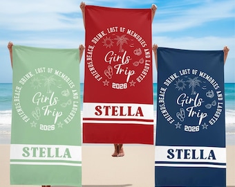 Custom Girls Trip 2026 Beach Towel, Custom Girls Trip Beach Towel With Name, Personalized Girls Trip Gift, Party Beach Towel For Girls Trip