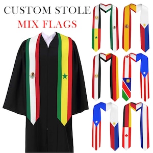 Personalized Multi-Country Flag Graduation Stole, Custom Flag Graduation Gift Stole, Perfect Graduation Gift, Personalized for Your Ceremony