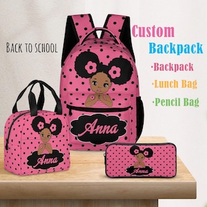 Custom Name Backpack for Kids,Custom Afro Black Girl  Lunch Bag,Customized Name Pencil Bag ,The Most Enviable Back To School Gift,Best Gifts