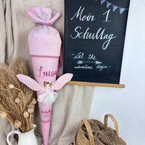 School cone made of fabric, fairy with tutu, personalized school cone, 70 cm, school enrollment, school child, gift for school enrollment, sustainable school cone