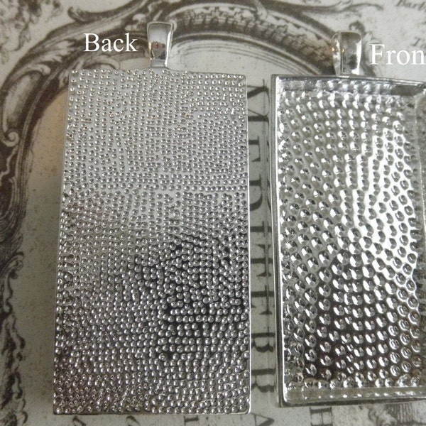10 rectangle Pendant Settings -- Silver Plated --cabochon settings