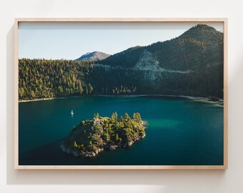 Tahoe Lake Wall Art. Tahoe Lake Print, Nature Wall Art, Downloadable Print, Printable Art, Yacht, Boat, Blue Water Decor, Peaceful Decor