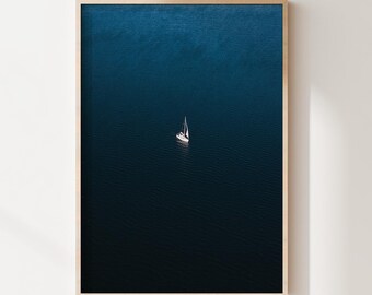Tahoe Lake Wall Art. Tahoe Lake Print, Nature Wall Art, Downloadable Print, Printable Art, Yacht, Boat, Minimalism, Minimalist Landscape