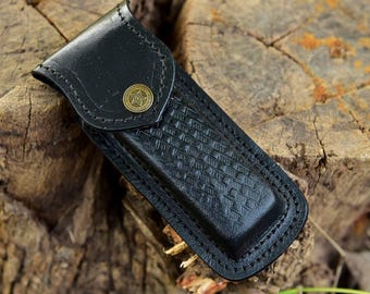 Leather Knife Sheath for Buck 110, Handmade Black Holster