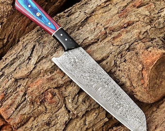 12"handgemaakt damast koksmes handgesmeed Japans bunka keukenmes cadeau voor hem