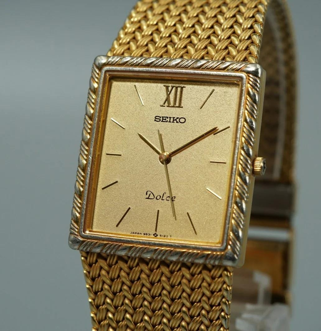 SEIKO Dolce-Exquisite ゴールド レザー SEIKO セイコー Dolce ドルチェ 14金 ゴールド色文字盤 クォーツ