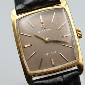 Exc+5* Vintage OMEGA De Ville Cal.625 HandWinding Brown Dial Square Women Watch