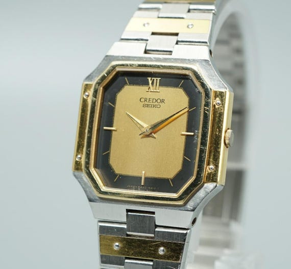 Exc+5* Vintage SEIKO CREDOR 8420-5360 Quartz Gold Square 23mm