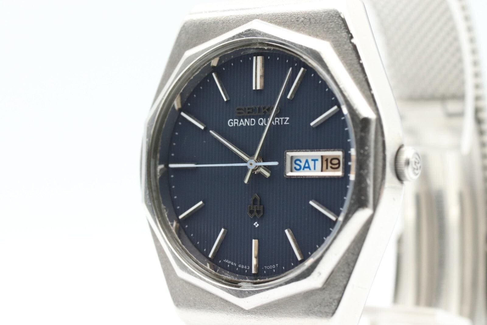 セイコー Seiko Grand Quartz 4843-7001 美品 セイコー グランドクオーツ ホワイト文字盤 珍しい10角モデル