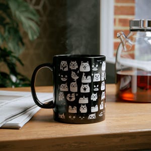 Cute Cat Mug – Funny Kitty Coffee Cup, Cat Lover Gift, Aesthetic Cat Drawing Mug, Gift for Cat Owners