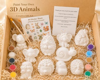 Kit per dipingere animali per bambini, set fai da te con gesso, 9 personaggi, regalo creativo per bambini