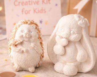 Kit di pittura creativa per bambini - Set artistico con animali della foresta (coniglio e riccio) - Attività senza schermo