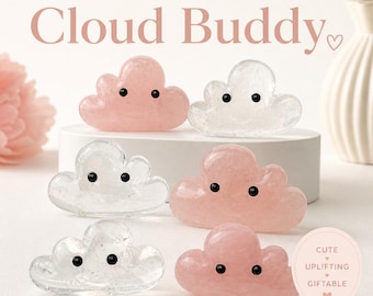 Cute Rose Quartz Cloud Clear Quartz Cloud Carving Crystal Cloud Decor Healing Crystal Gift for Teen Desk Decor Bathroom Shelf Decor Positive