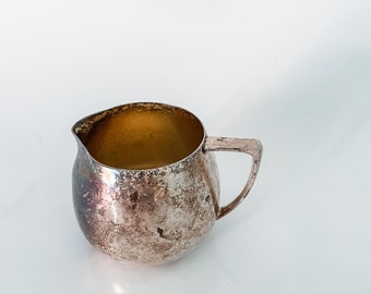 Vintage Silver Plate Creamer, Tarnished, Rustic, Primitive Kitchen