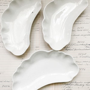 Vintage Crazed Ironstone Dishes, Set of 3 Stained Ironstone, Bone Dish