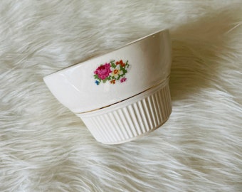 Vintage Ironstone Bowl, Florals, Cottage Farmhouse Kitchen