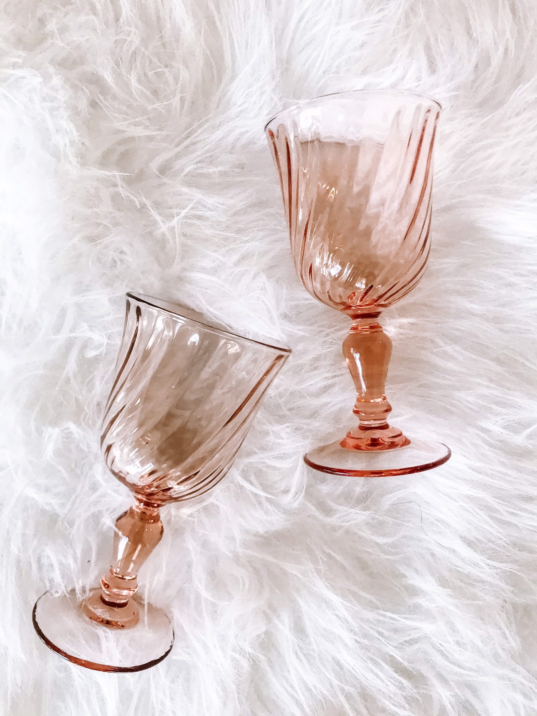 Vintage Pink Wine Glasses, Coquette Décor, Arcoroc Stemware Rosaline ...