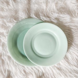 Vintage Jadeite Plates, Set of 2, Mix and Match, Fire King Oven Glass Jane Ray Pattern