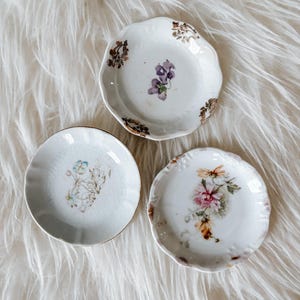 Antique Butter Pats, Floral Shabby Mismatched Coquette Roses, Cottagecore Gift For Her Set of 3