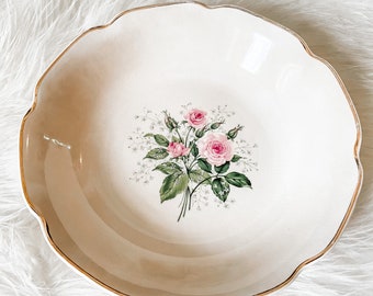 Vintage Floral Bowl, Cottage Roses, Cottage Chic Tableware