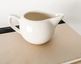 Vintage White Ironstone Creamer, Chunky Ironstone