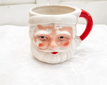 Vintage MINI Santa Mug, Santa Claus Cup, Farmhouse Christmas