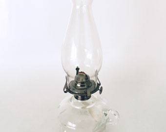 Vintage Glass Oil Lamp, Hurricane Lamp Shade, Lamplight Farms, Rustic and Primitive