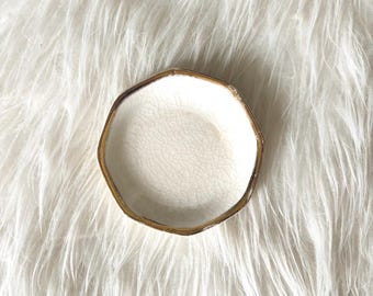 Vintage White Butter Pat, Crazed, White and Gold Porcelain, Cottagecore Decor