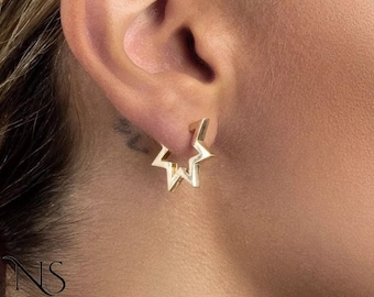 14K Gold Star Earrings, Real Gold Star Studs, Minimalist Gold Earrings, Everyday Star Jewelry for Women, Celestial Jewelry, Gift for Her