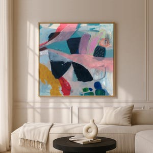 Impressão de arte geométrica abstrata: decoração de parede colorida assinada