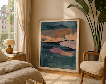 Japandi Abstract Art Print: Minimalist Giclée Fine Art, Framed Option. Signed Limited Edition