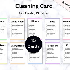 Editable Cleaning Card, Family & Kids Cleaning Checklist, ADHD Household Planner, Room Cleaning List, Cleaning Schedule Planner, printable