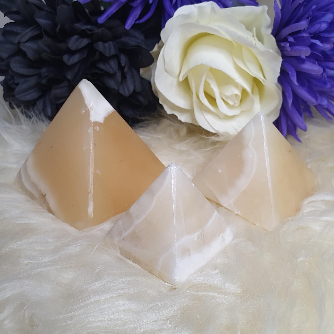Triangular Pyramid Calcite Orange Calcite Crystal Pyramid Set of 3: Handmade Healing Stones - Etsy